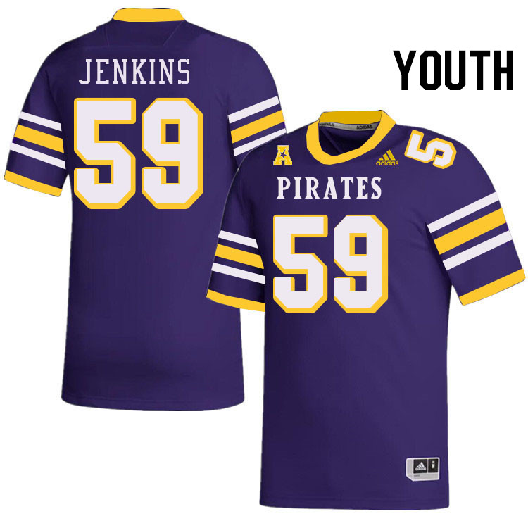 Youth #59 Demoris Jenkins ECU Pirates College Football Jerseys Stitched-Throwback